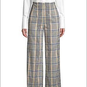High-waisted flare plaid pants